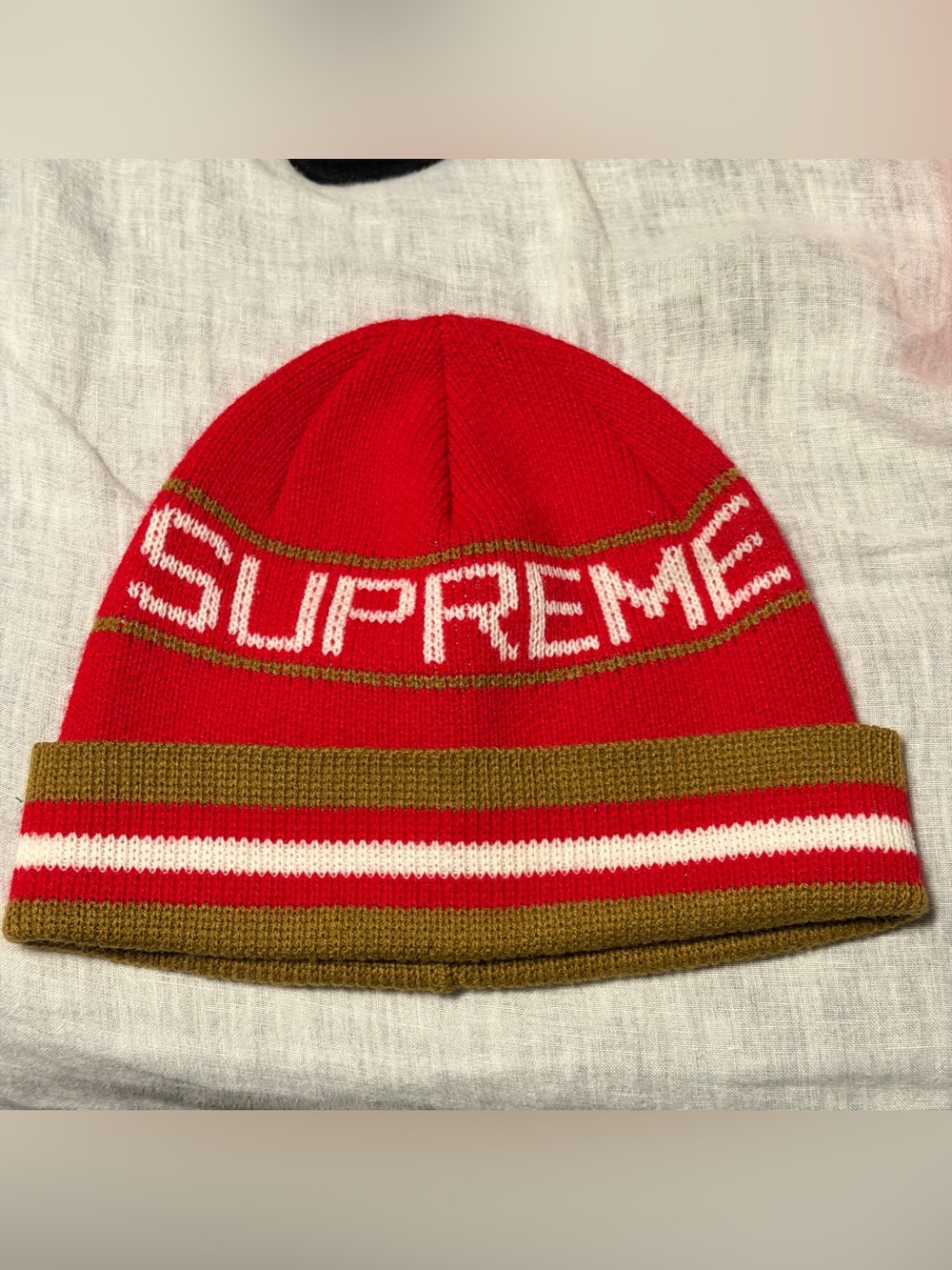 Supreme Striped Cuffed Spell Out